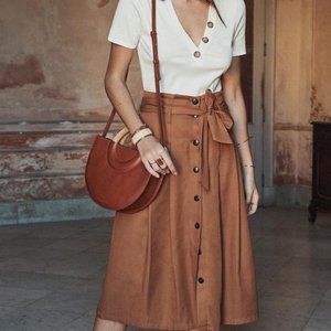 Sezane Jupe Amadine Coffee